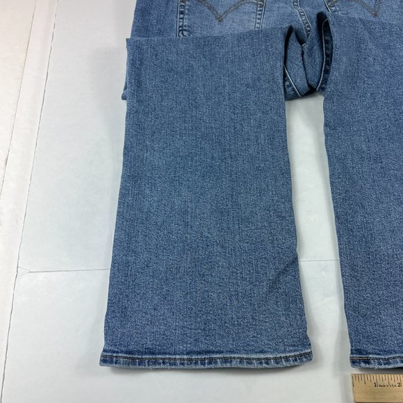 Levi's Jean Women 32 High Waisted Crop Flare Nip At the Bud Blue Stretch Denim - Picture 11 of 16